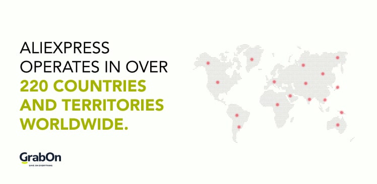 AliExpress is available in 220 different countries and regions