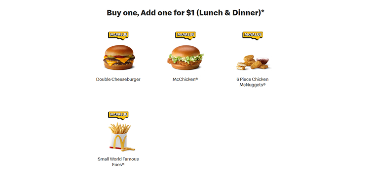 Use buy one add one lunch and dinner hack