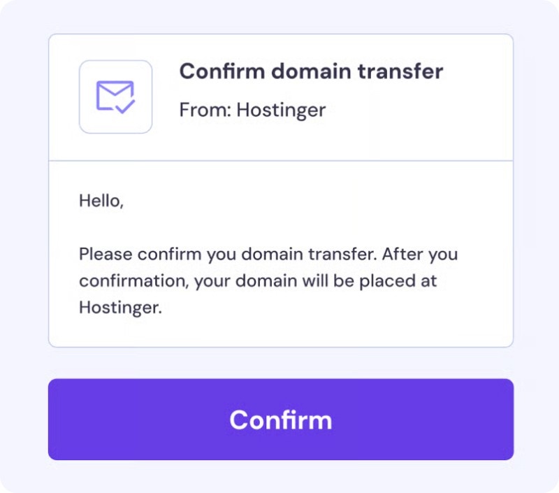 approval of the domain transfer