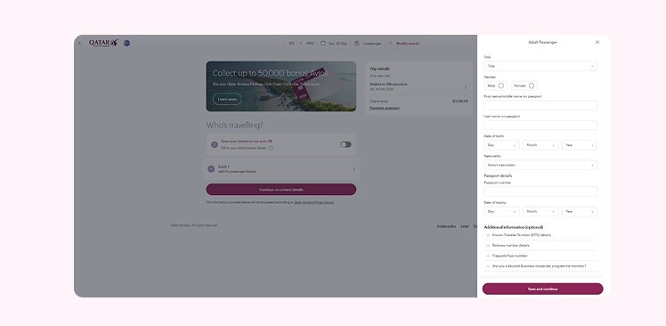 enter passenger details