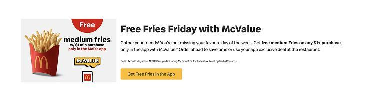 free fries on fridays with mcdonalds app