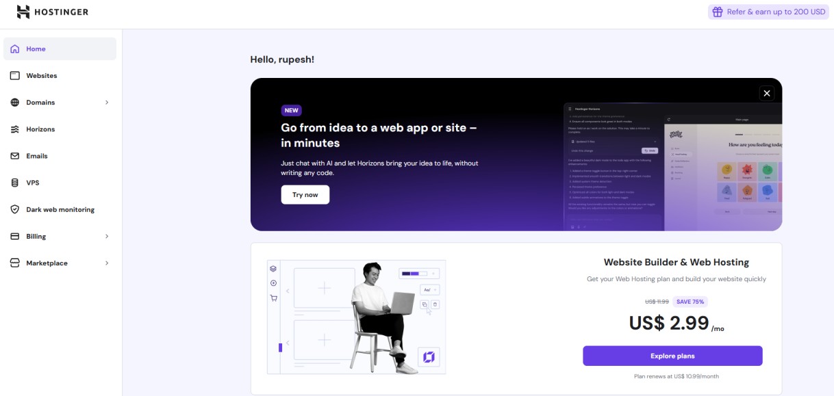 hostinger official website