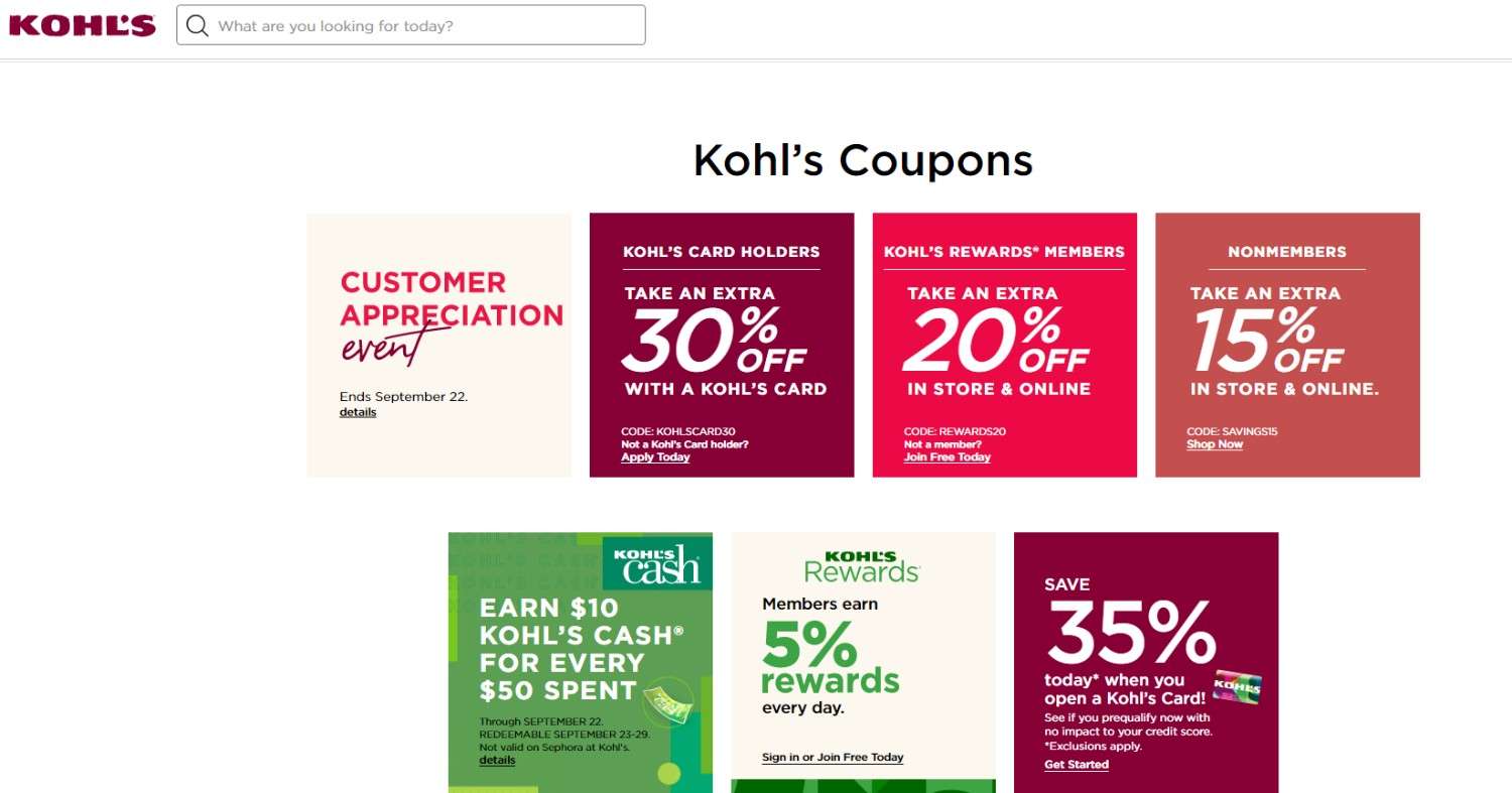 kohls coupons