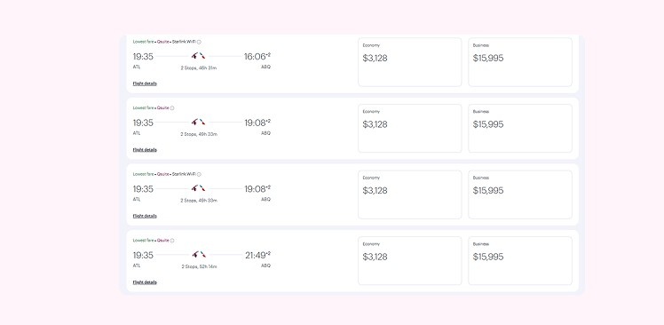 search and select your flight