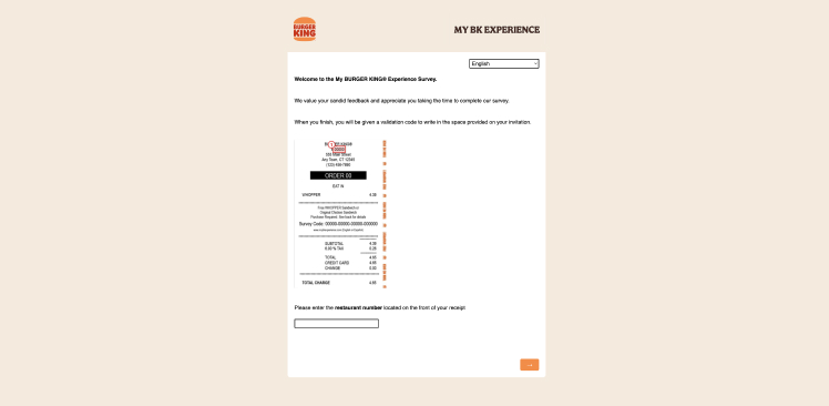 take survey and get free burger king