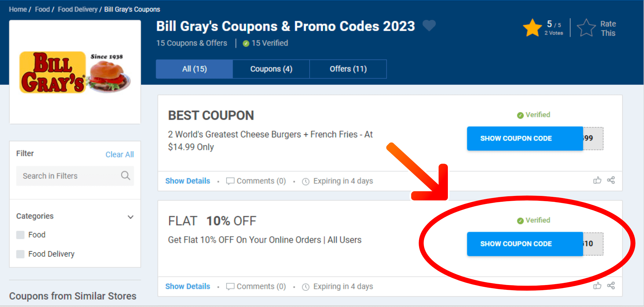Bill Gray's Coupons 2023 Flat 10 OFF Promo Codes Today