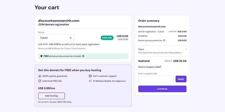 hostinger coupon code for domain renewal